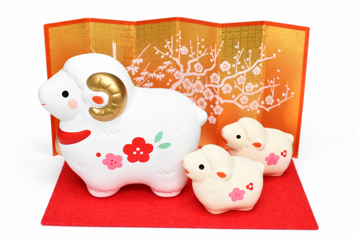 2027 Sheep Zodiac Family Figurines — Sheep & Two Lambs (