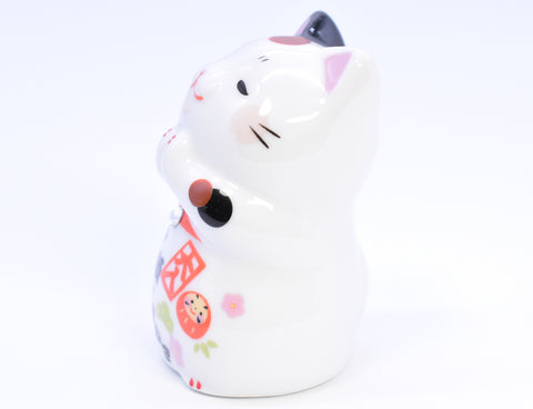 Maneki Neko white color Daruma design wishing Beckoning Cat Lucky cat for Good luck H6.0cm K5317
