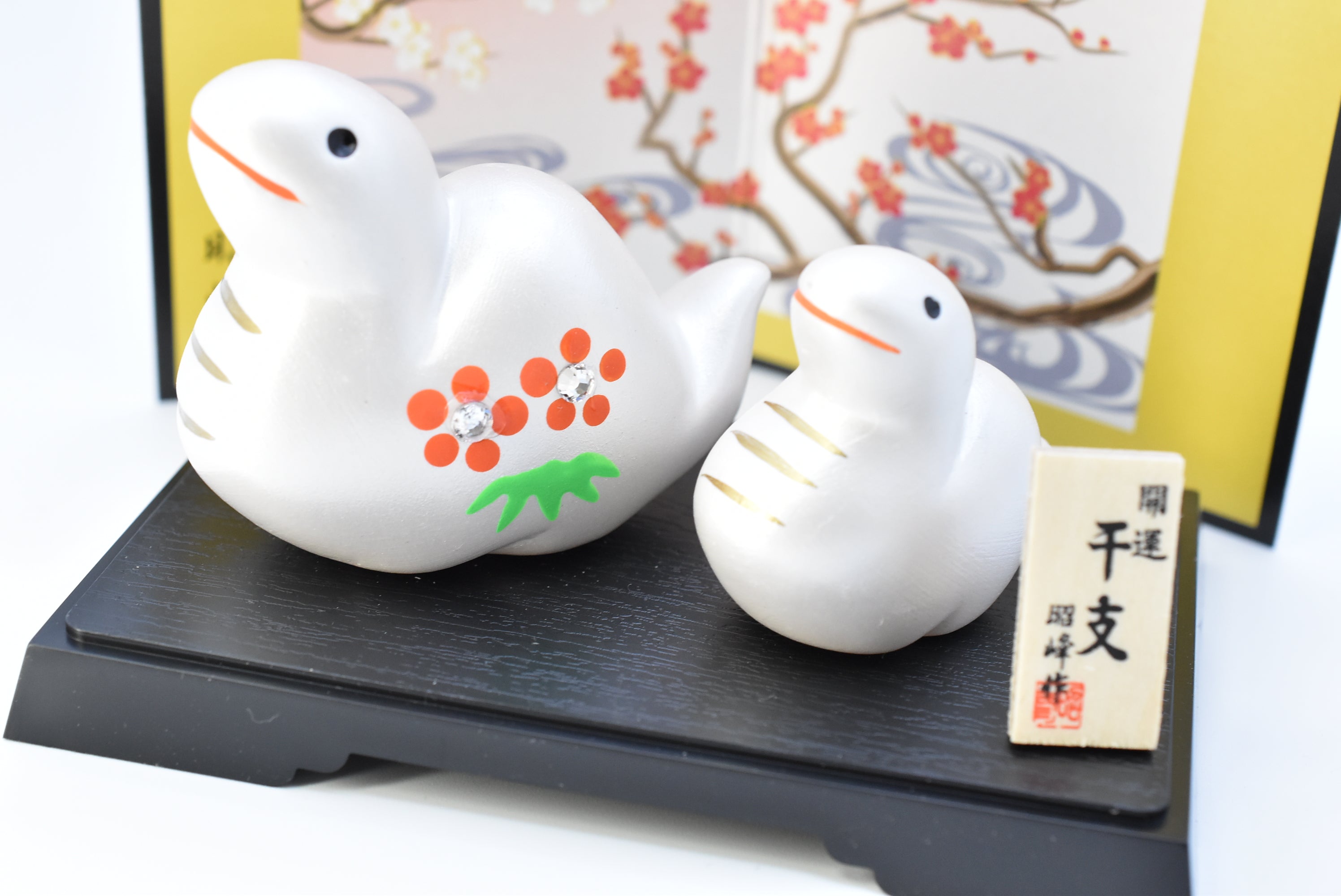 Happy Snake /New Year Snake parent and child white silver color set for good luck H5cm/H4cm