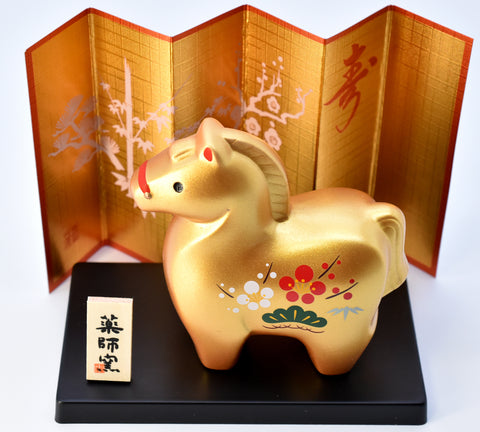 Japanese Zodiac Golden Horse Figurine | Good Luck & Prosperity Ornament H9.5cm Horse-#32