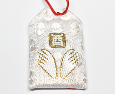 Rooster Zodiac Omamori - Japanese Lucky Charm Amulet for Protection (White) from Narita-san Temple