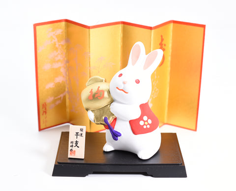 Happy Rabbit /New Year Rabbit White color hammering mallet for good luck H9.5cm S140