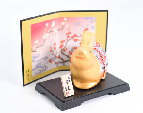Happy Rabbit /New Year Rabbit Gold color for good luck H7.3cm S137