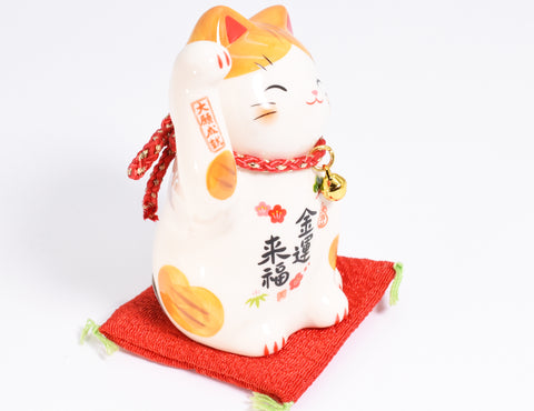 Maneki Neko Gato acenando cor de ouro Gato da sorte para dar sorte um Swarovski H7.0cm K4530