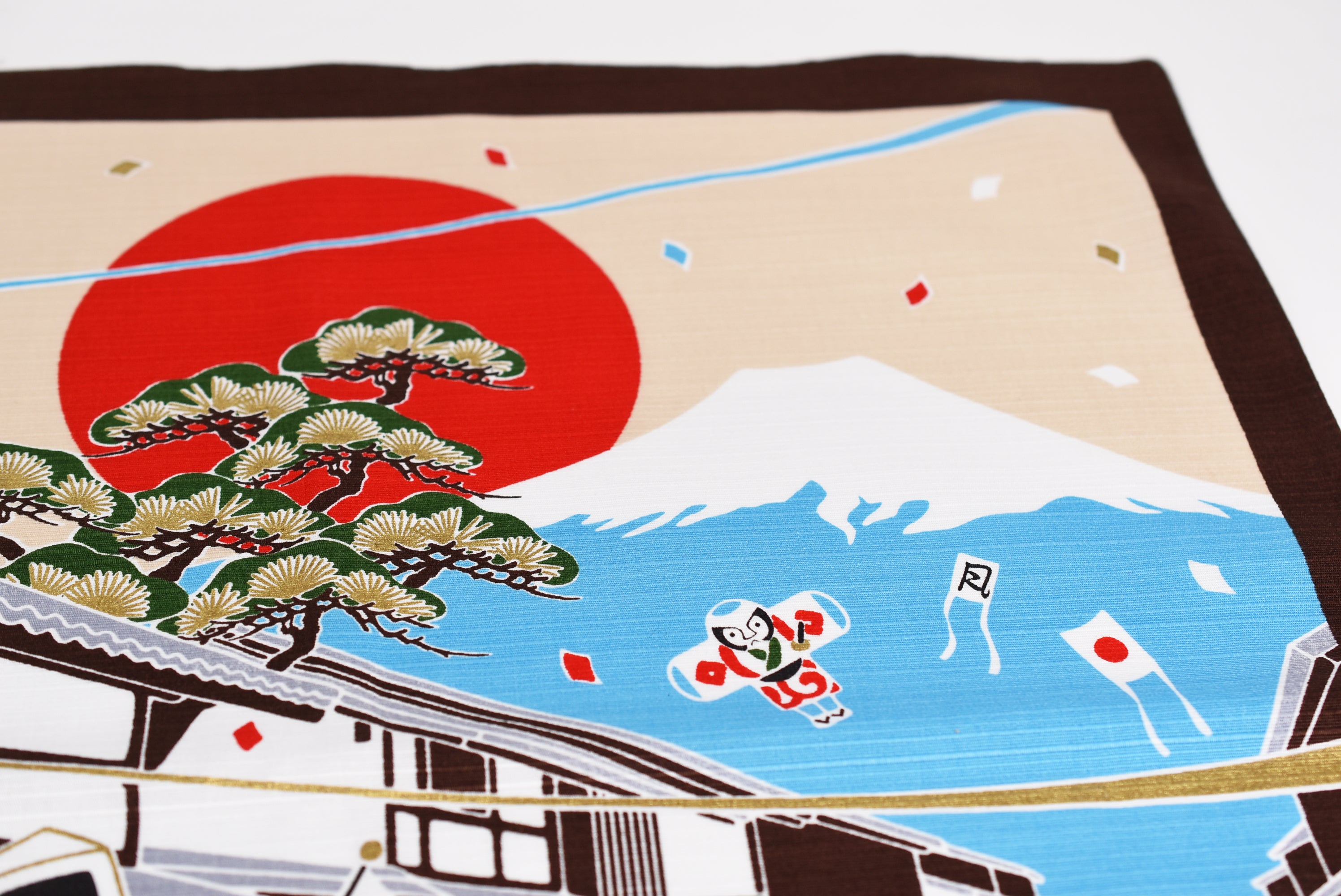 Shishimai Lion Dance character and Japanese New Year style Furoshiki traditional Japanese wrapping cloths made in Japan