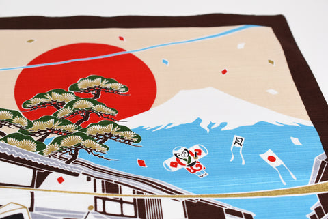 Santuario giapponese e Mt. Fuji con conigli per il capodanno Furoshiki tradizionali panni da imballaggio giapponesi realizzati in Giappone