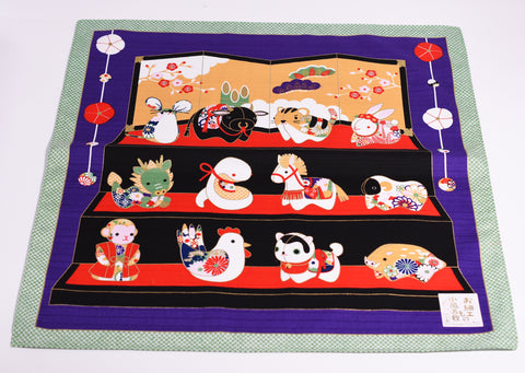 12 Japanese complete zodiac characters Furoshiki traditional Japanese wrapping cloths made in Japan