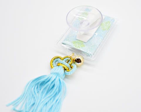 Japanese OMAMORI AMULET CHARM for "Driving Safety" Blue from Enshu Sigisan Bisyamon Ten from Nara - Omamori Charm Heritage Japan