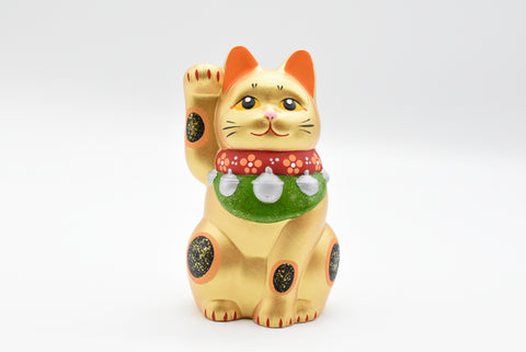 Maneki Neko Gold color Beckoning Cat Lucky cat for good luck H13.5cm K6101