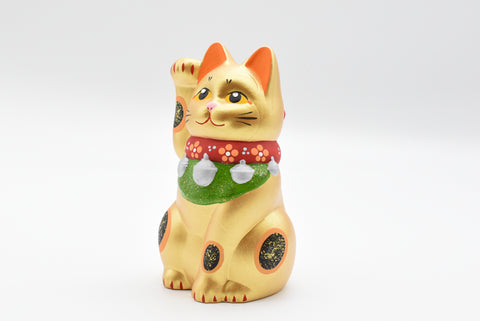 Maneki Neko Gold color Beckoning Cat Lucky cat for good luck H13.5cm K6101