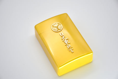 Japanese OMAMORI AMULET CHARM incense omamori yellow gold with plastic box from Nikko Toshogu Shrine Japan - Omamori Charm Heritage Japan