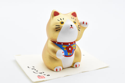 Maneki Neko Gold color Beckoning Cat Lucky cat for good luck one Swarovski H7.0cm K4530