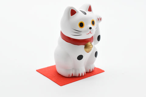 Maneki Neko White color Beckoning Cat Lucky cat for good luck H7.5cm TC-01