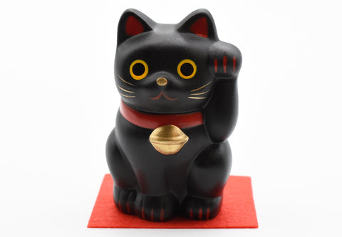 Maneki Neko Black color Beckoning Cat Lucky cat for good luck H7.5cm TC-02