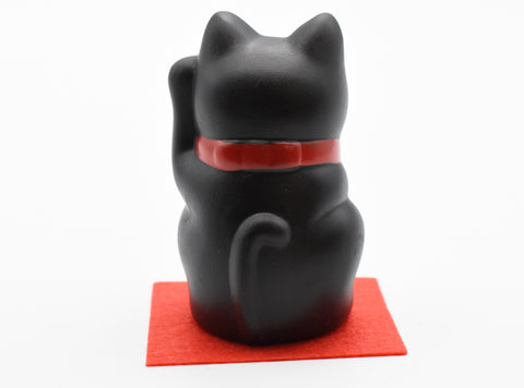 Maneki Neko Black color Beckoning Cat Lucky cat for good luck H7.5cm TC-02