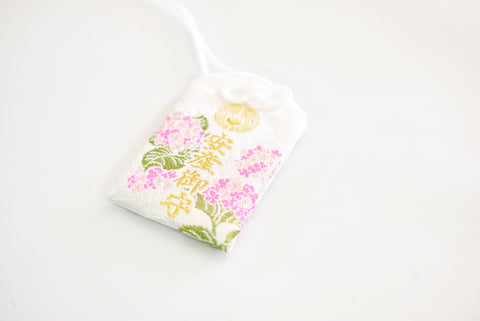 Japanese OMAMORI AMULET CHARM "Safe Birth" white pink from Takayama Inari Shrine Japan - Omamori Charm Heritage Japan