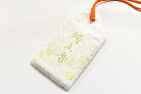 Japanese OMAMORI AMULET CHARM "Safe Birth" white from Zojoji temple Japan