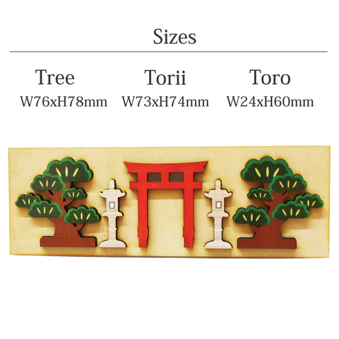 OMAMORI and Ofuda alter Kamidana Stand Small Shrine Torii Omamori pray small kamidana Tree and Toro set
