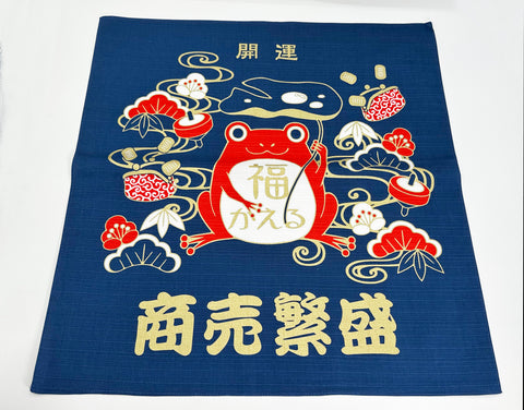 Sapo da sorte para dinheiro e design azul comercial Panos de embrulho tradicionais japoneses Furoshiki fabricados no Japão