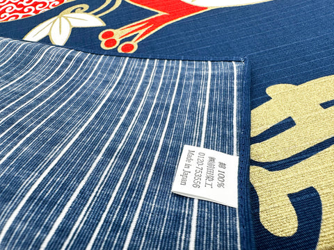 Sapo da sorte para dinheiro e design azul comercial Panos de embrulho tradicionais japoneses Furoshiki fabricados no Japão