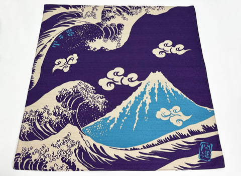 Mt. Fuji and Great wave blue design Furoshiki traditional Japanese wrapping cloths made in Japan