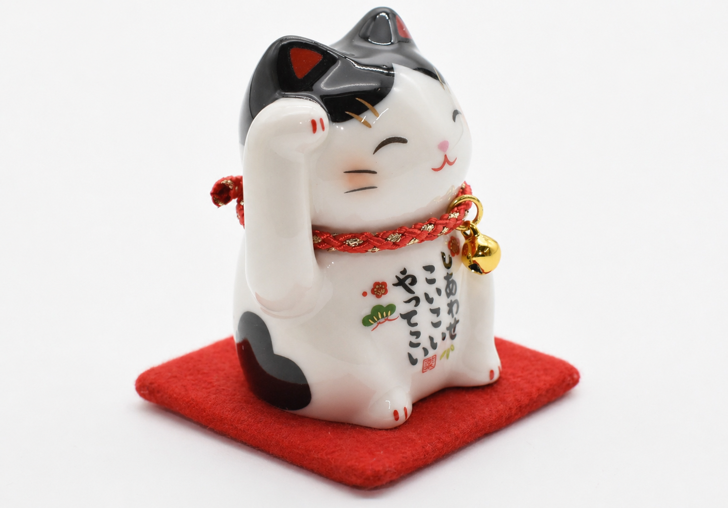 Maneki Neko Black and White color Beckoning Cat Lucky cat for good luck H6cm 7534