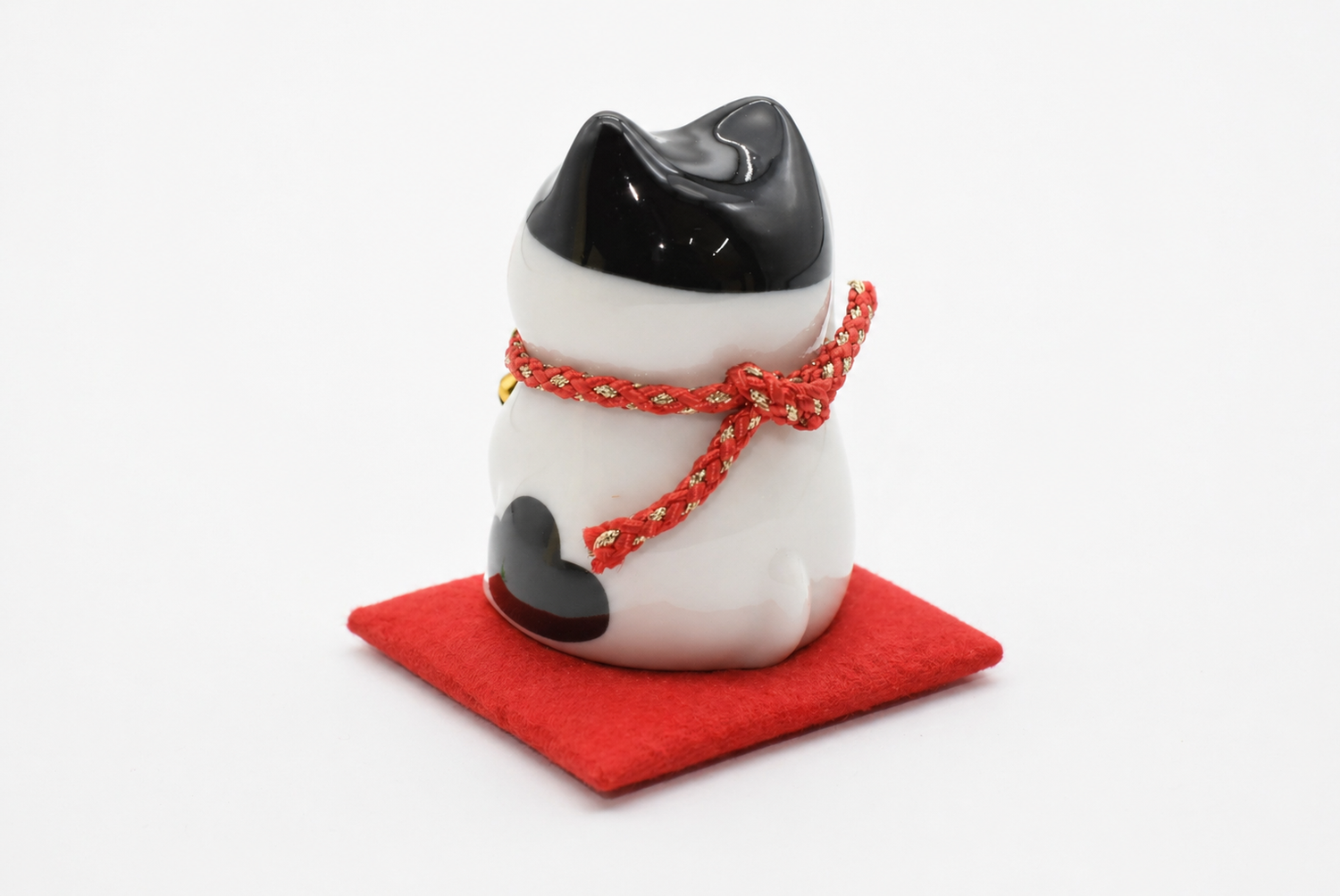 Maneki Neko Black and White color Beckoning Cat Lucky cat for good luck H6cm 7534