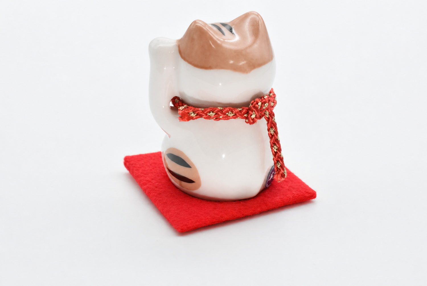 Maneki Neko Brown pink and White color Beckoning Cat Lucky cat for good luck H6cm 7535