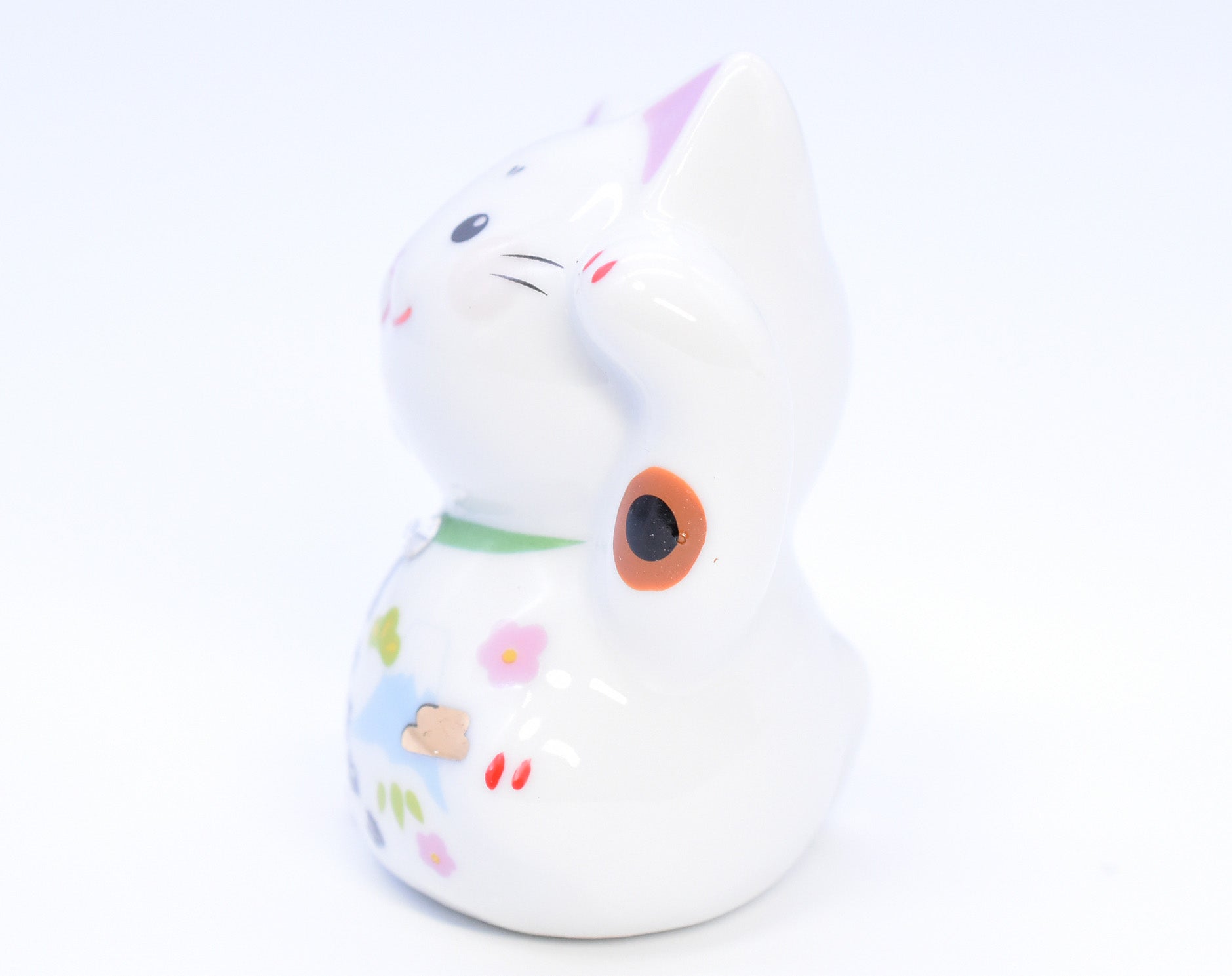 Maneki Neko white color Sea bream and Mt.Fuji design Beckoning Cat Lucky cat for Good luck H6.0cm K5318
