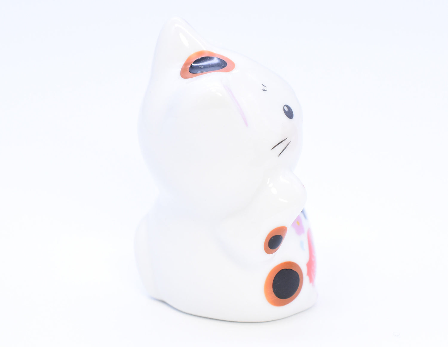 Maneki Neko white color Sea bream and Mt.Fuji design Beckoning Cat Lucky cat for Good luck H6.0cm K5318