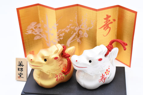 Happy Dragon /New Year Dragon gold and silver color set for good luck H4.5cm #69
