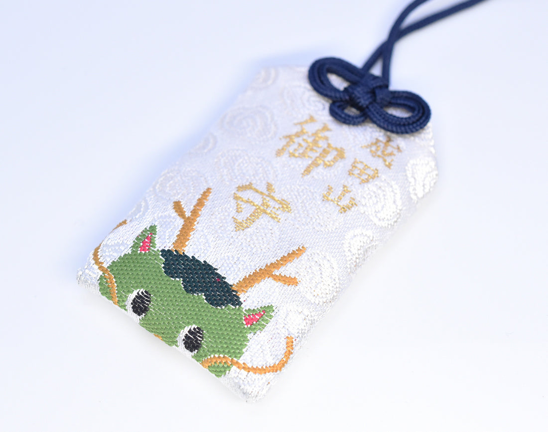 Japanese OMAMORI AMULET CHARM for (Dragon Zodiac Standard Protection) white Narita san Japan