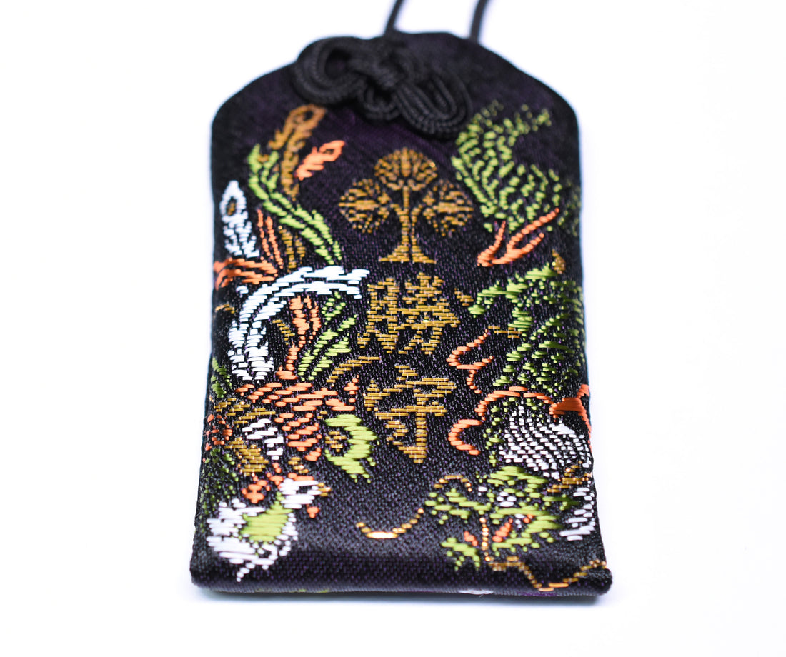 Japanese OMAMORI AMULET CHARM for (Victory dragon) black from Zenkoji Japan