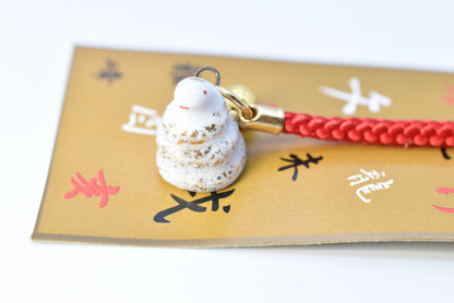 Japanese OMAMORI AMULET CHARM (Good luck/Money Luck Snake white) Strap type