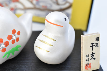 Happy Snake /New Year Snake parent and child white silver color set for good luck H5cm/H4cm 