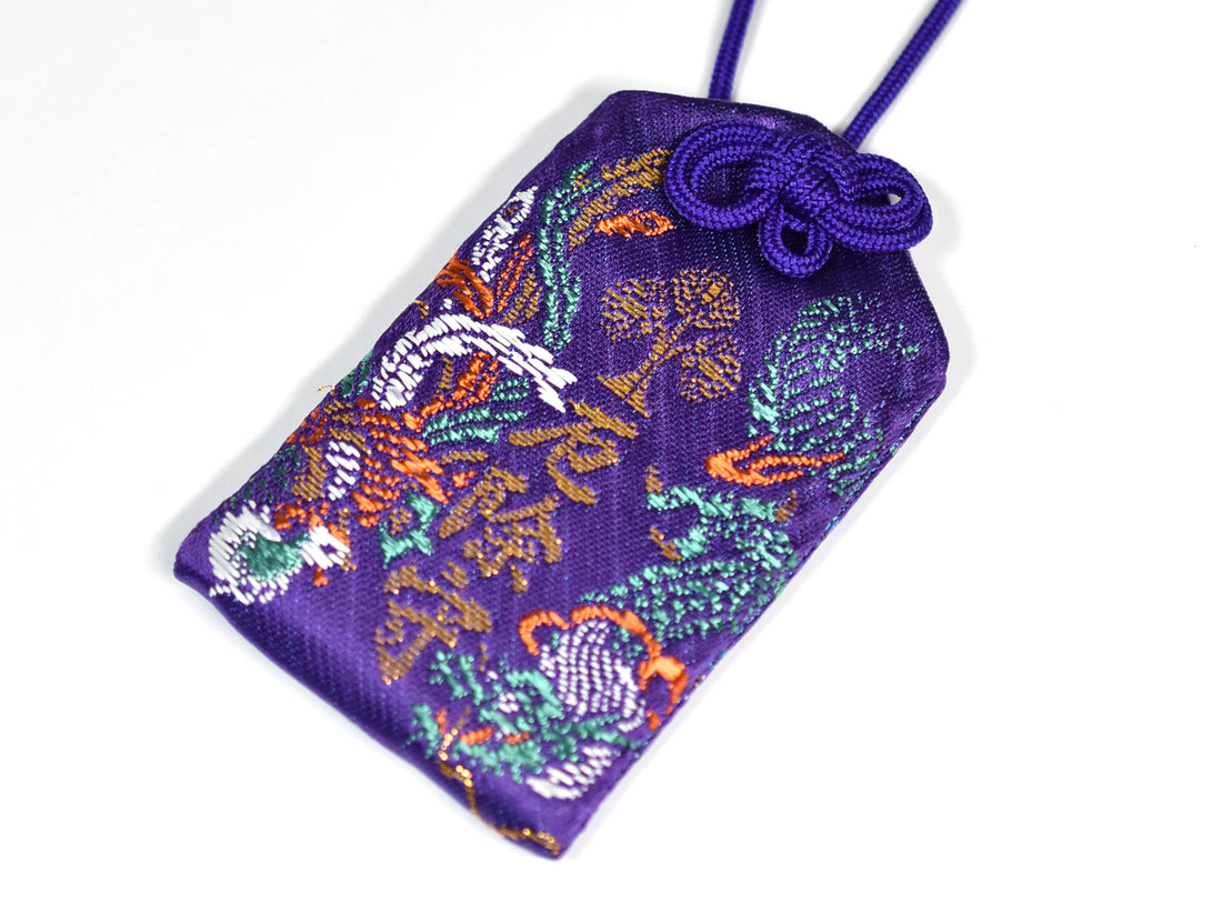 Japanese OMAMORI AMULET CHARM for "Anti-Evil Dragon" purple Zenkoji Japan