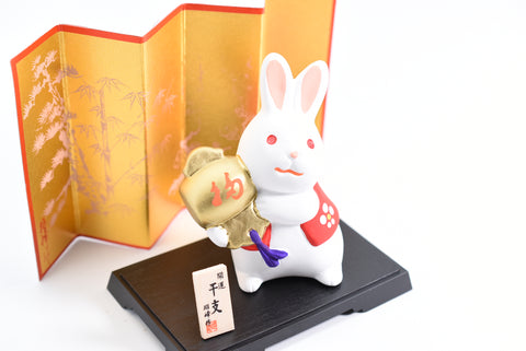 Happy Rabbit /New Year Rabbit White color hammering mallet for good luck H9.5cm S140