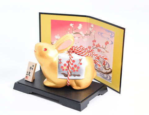Happy Rabbit / New Year Rabbit Colore oro per buona fortuna H7.3cm S137