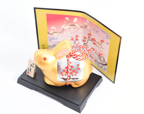 Happy Rabbit / New Year Rabbit Colore oro per buona fortuna H7.3cm S137