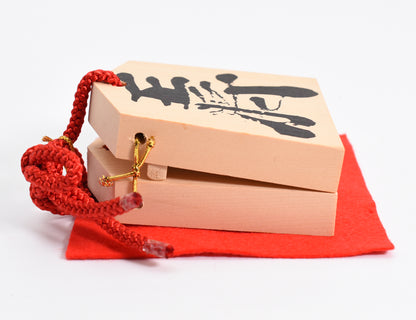 Castanet Amulet Shogi style Tiger and Osho design Victory/Good Luck lucky charm Japan Vintage