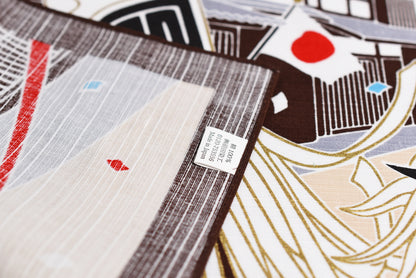 Santuário japonês e Monte Fuji com coelhos para o ano novo Furoshiki, panos de embrulho tradicionais japoneses feitos no Japão