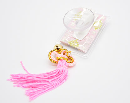 Japanese OMAMORI AMULET CHARM for "Driving Safety" Pink from Enshu Sigisan Bisyamon Ten  from Nara - Omamori Charm Heritage Japan