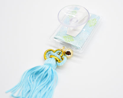 Japanese OMAMORI AMULET CHARM for "Driving Safety" Blue from Enshu Sigisan Bisyamon Ten from Nara - Omamori Charm Heritage Japan