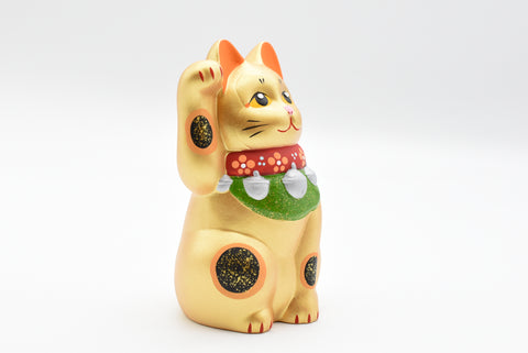 Maneki Neko Color dorado Gato que hace señas Gato de la suerte para la buena suerte H13.5cm K6101