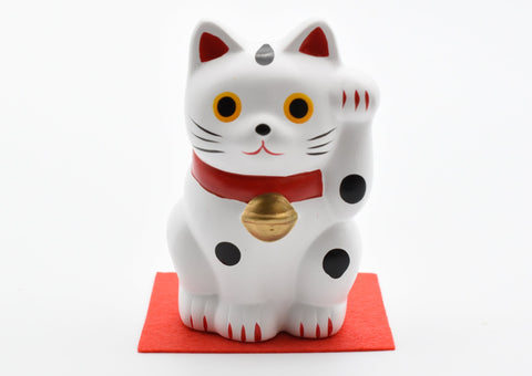 Maneki Neko White color Beckoning Cat Lucky cat for good luck H7.5cm TC-01