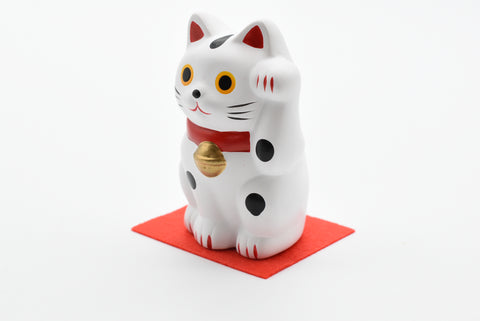 Maneki Neko White color Beckoning Cat Lucky cat for good luck H7.5cm TC-01