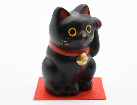 Maneki Neko Colore nero Gatto che fa cenno Gatto portafortuna H7.5cm TC-02