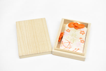 Blessed with Child Omamori - Japanese Fertility Charm (White &amp; Orange) with Gift Box from Shirasaki Hachimangu
