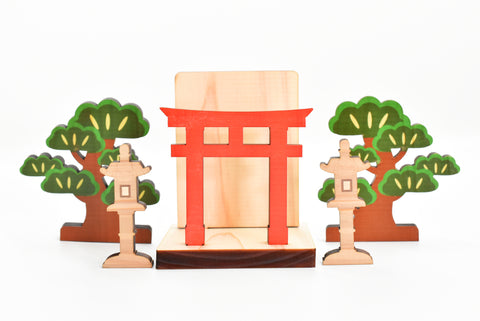 OMAMORI and Ofuda alter Kamidana Stand Small Shrine Torii Omamori pray small kamidana Tree and Toro set