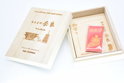 Japanese OMAMORI AMULET CHARM for "Money luck turtle" red from Enshu Sigisan Bisyamon Ten Origin/Shotoku Taishi from Nara Japan - Omamori Charm Heritage Japan